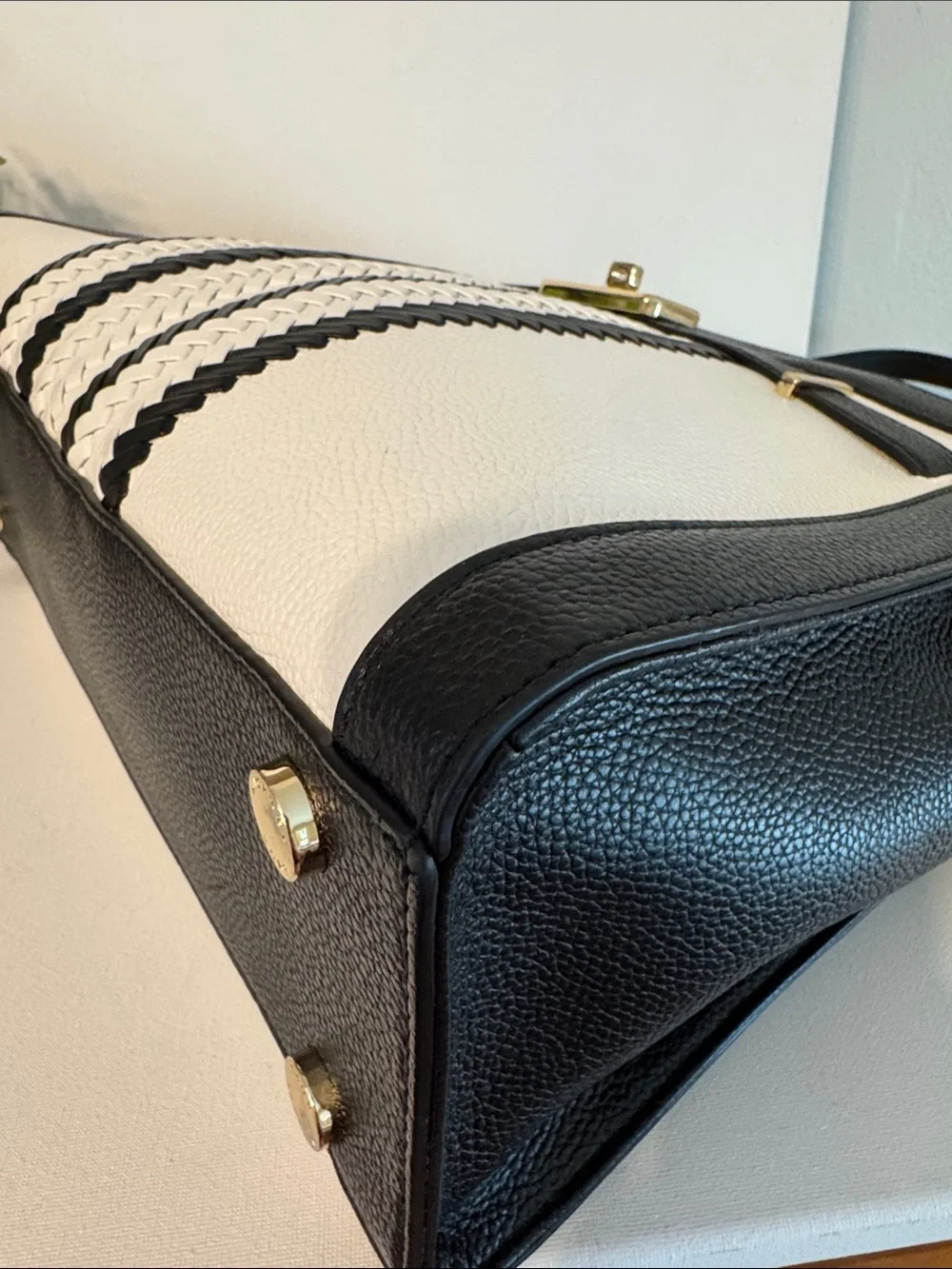 Michael Michael Kors Karson Large Woven Stripe Leather Satchel Bag